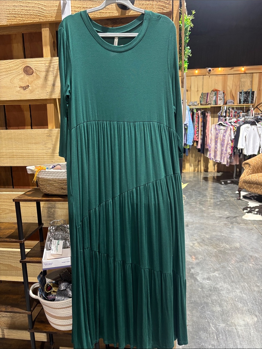 Celeste Forest Green Maxi Tiered Dress